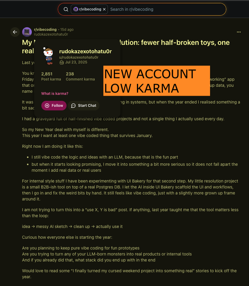 Agentic Astroturfing Hits Reddit, UI Bakery Campaign Discovered